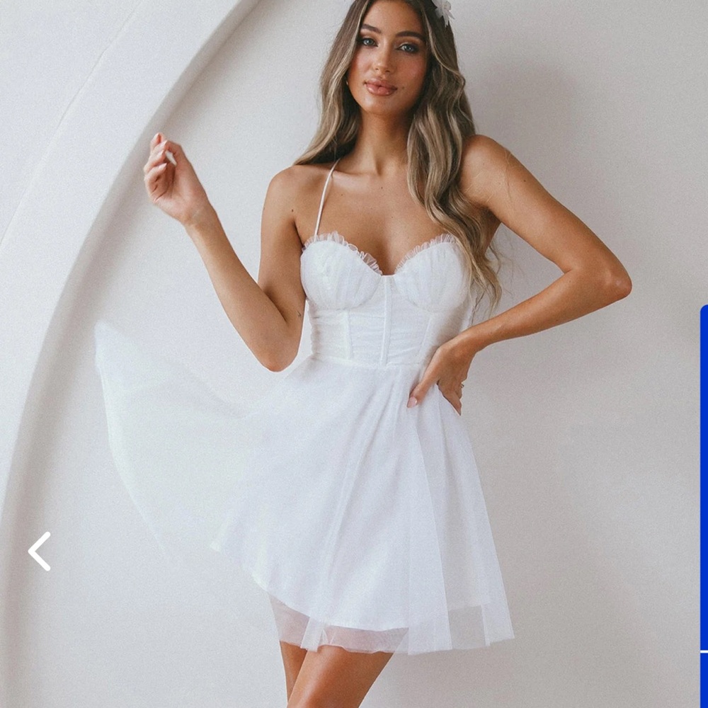 Selfie Leslie bridal chiffon mini dress XS